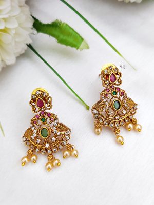 Matte Finish Dual Peacock Pendant Necklace Set