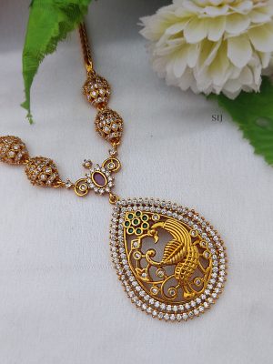 Gold Finish Peacock Pendant Attigai Necklace Set