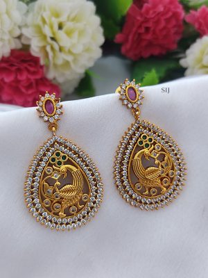 Gold Finish Peacock Pendant Attigai Necklace Set