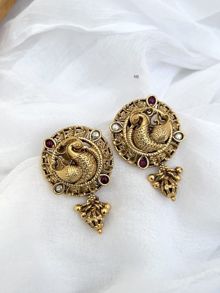 Antique Peacock Screw Earrings