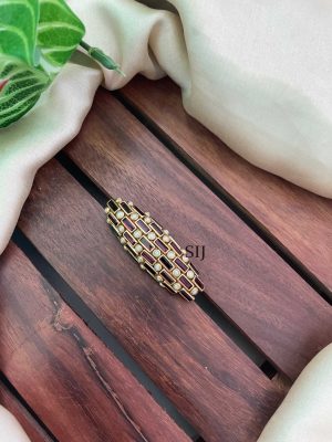 Handmade Rectangle Kundan Saree Pin