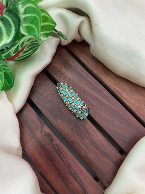 Handmade Rectangle Kundan Saree Pin
