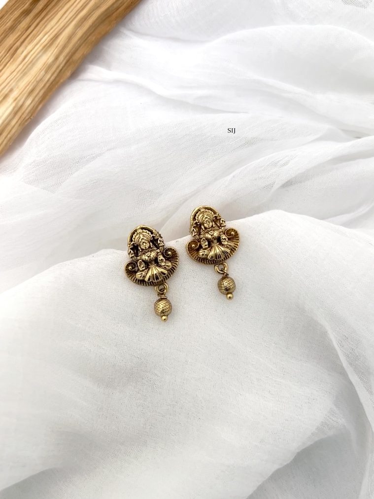 Antique Lakshmi Ear Studs with Gold Balls