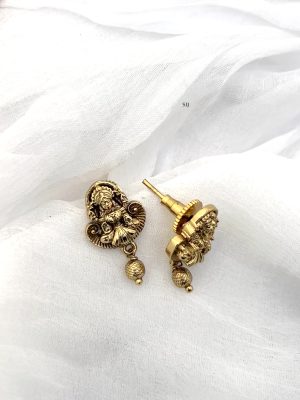 Antique Lakshmi Ear Studs with Gold Balls