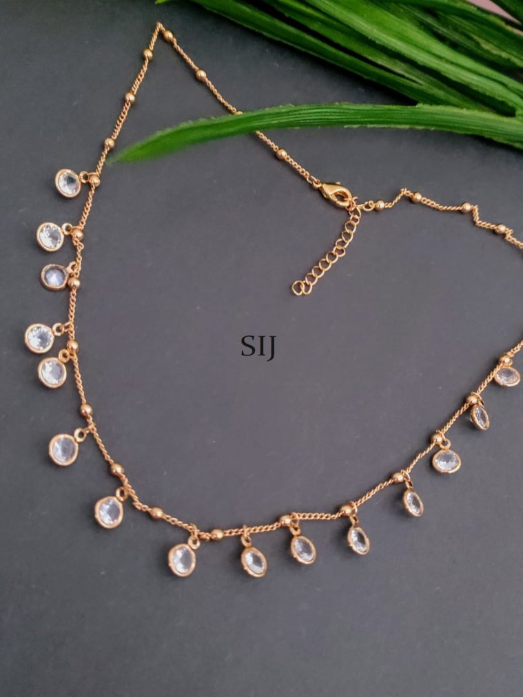 Imitation White Polki Stone Necklace
