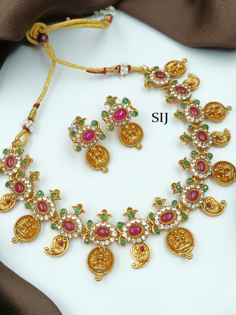 Gold Finish Kemp Stones Mango Necklace