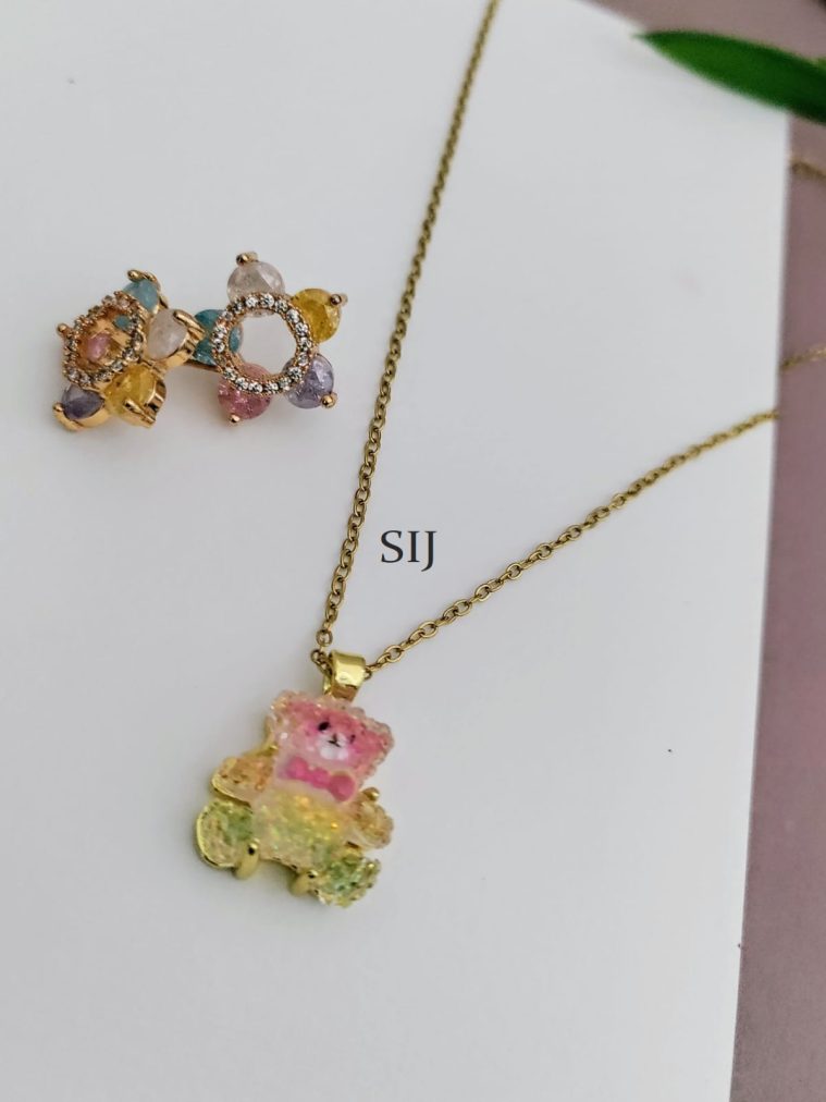 Gold Polish Teddy Bear Chain Set