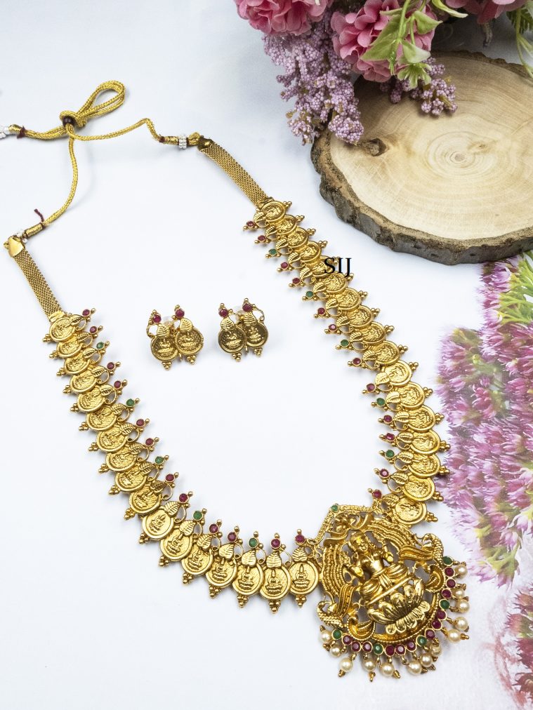 Gold Plated Lakshmi Coin Haram Set