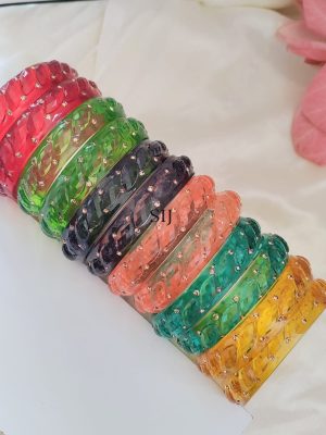 Crystal Cut Thick Kada Glass Bangles