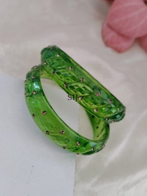 Crystal Cut Thick Kada Glass Bangles