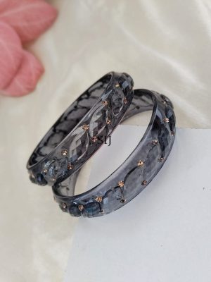 Crystal Cut Thick Kada Glass Bangles