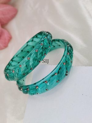 Crystal Cut Thick Kada Glass Bangles