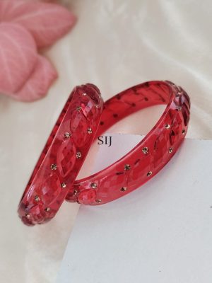 Crystal Cut Thick Kada Glass Bangles