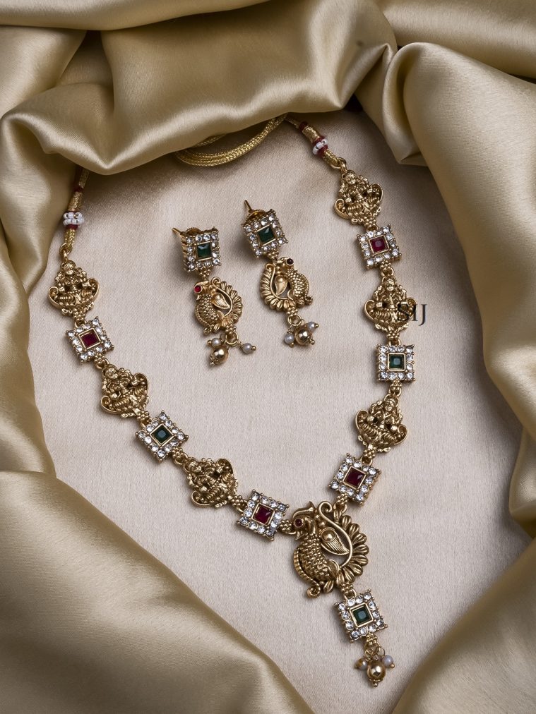 Antique Lakshmi Peacock Necklace Set