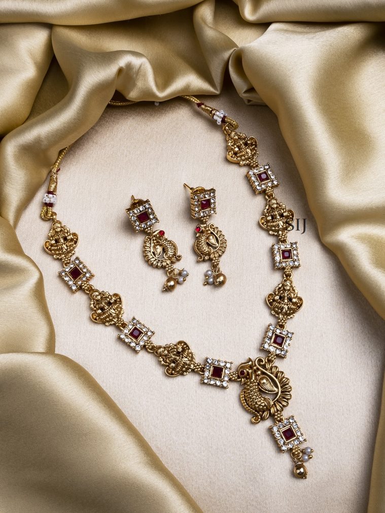 Antique Lakshmi Peacock Necklace Set