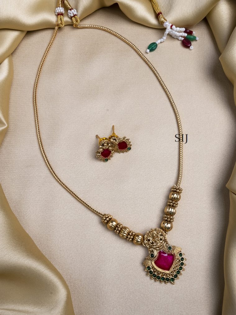 Red Meenakari Beads Necklace Set