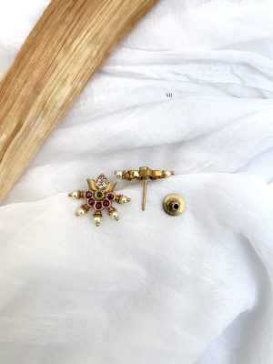 Multi Color Stones Half Moon Ear Studs