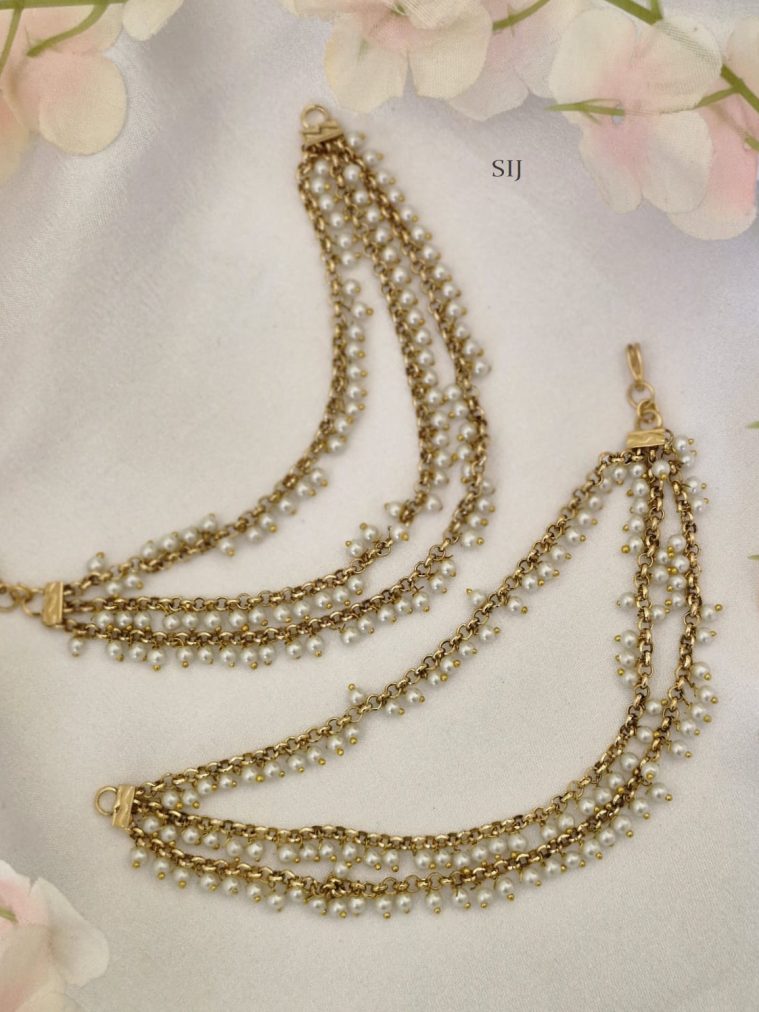 Imitation Three Layers Pearl Ear Chains