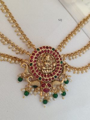 Kemp Lakshmi Pendant Hair Brooch with Pearl Layer Chain