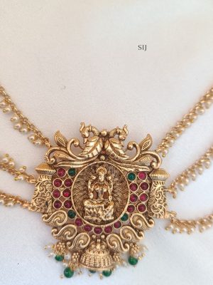 Lakshmi Pendant Hair Brooch with Pearl Layer Chain