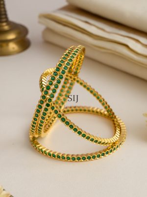 AD Green Stone Bangles- Set of 4