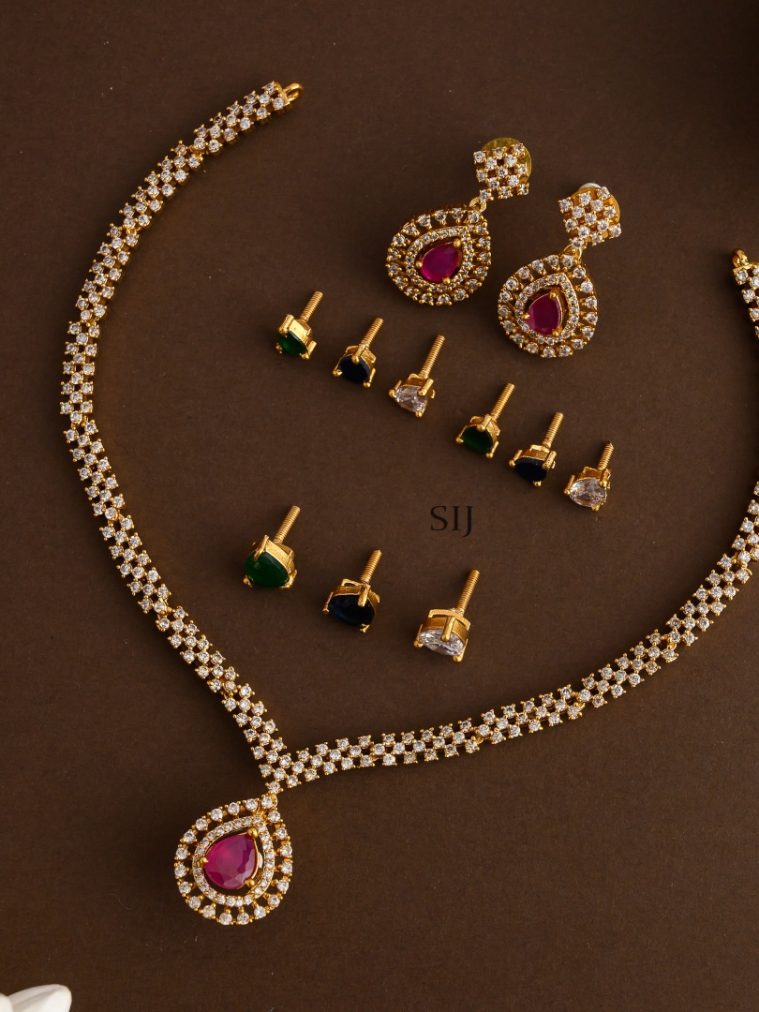 AD Stone Interchangeable Necklace Set