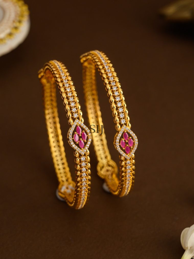 AD Stones Studded Gold Look Bangles