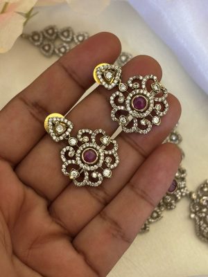 Dual Layer White Stones Necklace Set