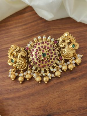 Dual Peacock Kemp Stone Hair Clip