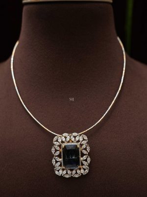 Dual Tone Blue and Zircon Stones Hasli Necklace