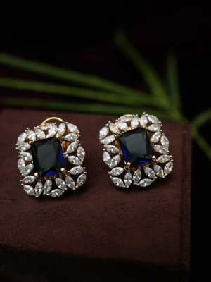 Dual Tone Blue and Zircon Stones Hasli Necklace