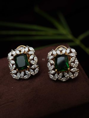 Dual Tone Green &Zircon Stones Hasli Necklace