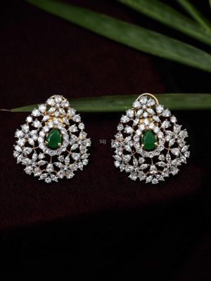 Dual Tone Green and Zircon Stones Hasli Necklace
