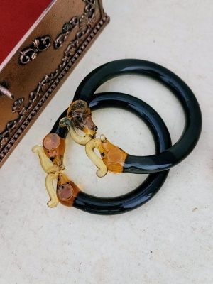 Elephant Motif Glass Kada Bangles