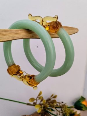 Elephant Motif Glass Kada Bangles