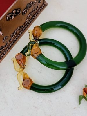 Elephant Motif Glass Kada Bangles