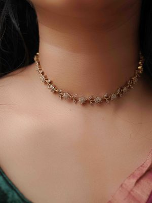 Floral Design AD Stones Necklace Set