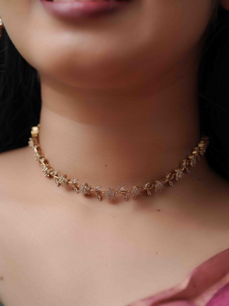 Floral Design AD Stones Necklace Set