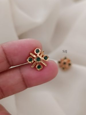 Floral Design Green Stones Ear Studs