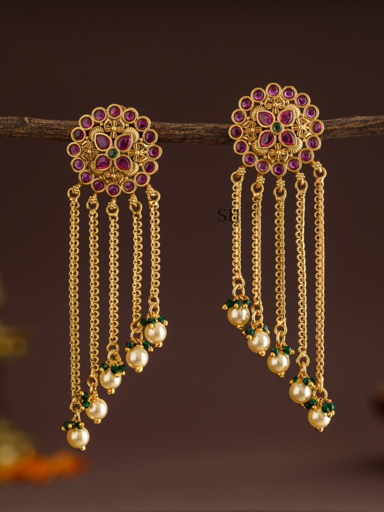 Floral Design Kemp Stones Long Earrings