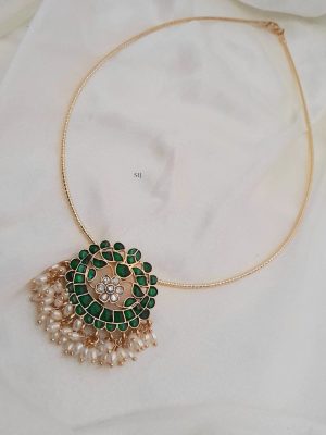 Floral Pearl Drop Jadau Pendant Hasli Necklace