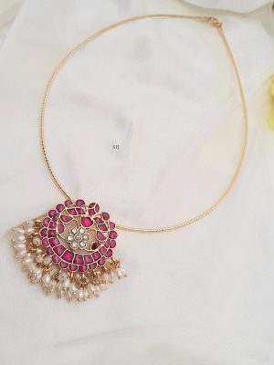 Floral Pearl Drop Jadau Pendant Hasli Necklace