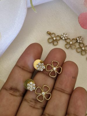 Flower Design White Stones Necklace Set