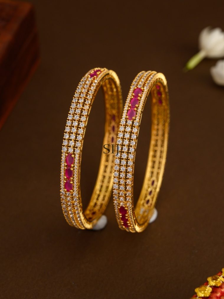 Gold Finish AD Stone Studded Bangles
