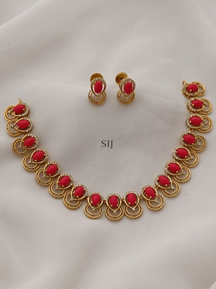 Gold Finish Coral Drop Necklace