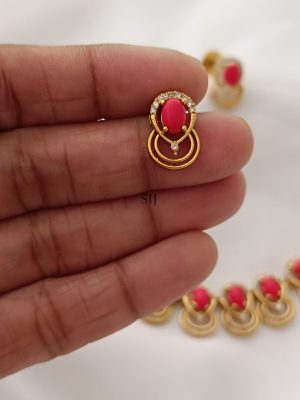 Gold Finish Coral Drop Necklace