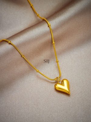 Gold Finish Heart Design Pendant with Chain