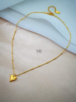 Gold Finish Heart Design Pendant with Chain