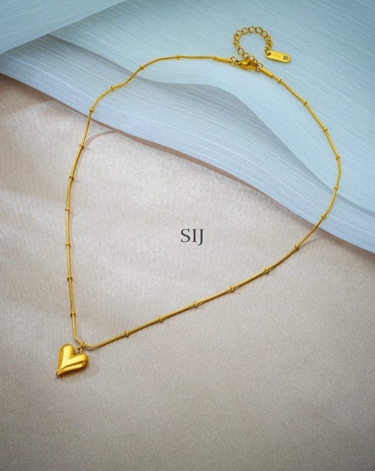 Gold Finish Heart Design Pendant with Chain