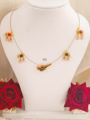 Gold Finish Peacock Design Invisible Necklace